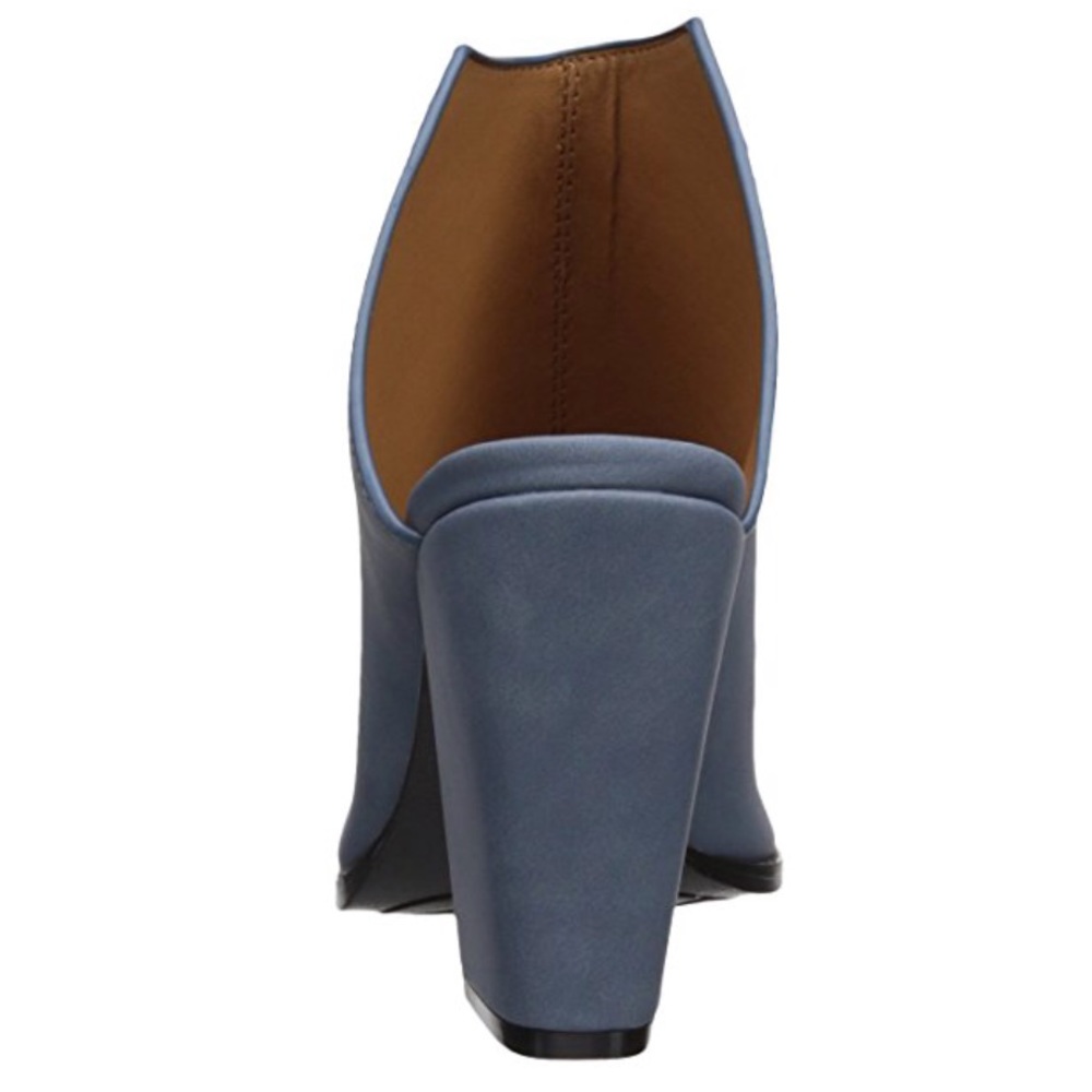 Sky Blue Peep Toe Chunky Block Heel Mules - Picture 5 of 5